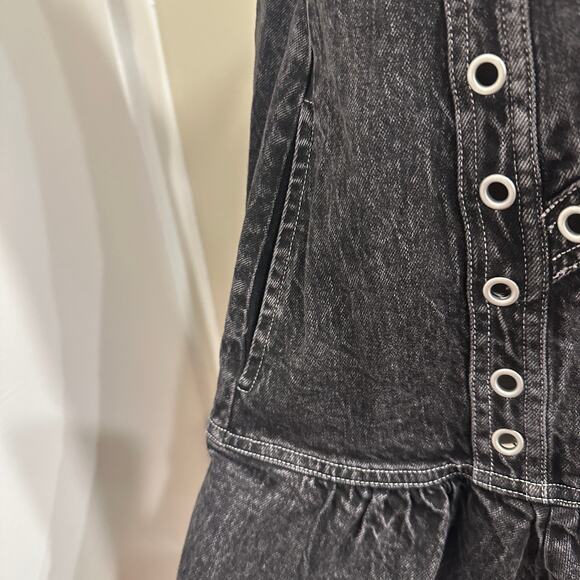 Pilcro NWT Dark Gray Sleeveless V-Neck Studded Grommet Denim Mini Dress Punk Alt - Picture 5 of 10